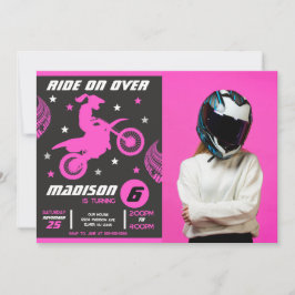 Dirt Bike Motocross Motorfiets Meisje Foto Verjaar Kaart