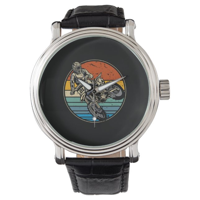 Dirt Bike Motocross-motorfiets  Retro Horloge (Voorkant)