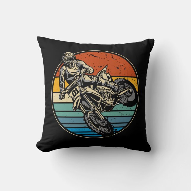 Dirt Bike Motocross-motorfiets  Retro Kussen (Voorkant)