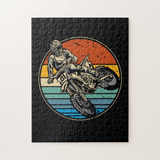 Dirt Bike Motocross-motorfiets  Retro Legpuzzel (Verticaal)