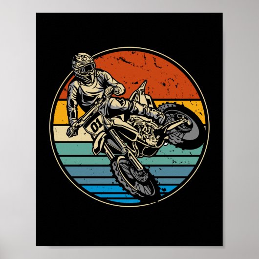 Dirt Bike Motocross-motorfiets  Retro Poster (Voorkant)