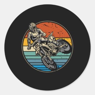 Dirt Bike Motocross-motorfiets  Retro Ronde Sticker