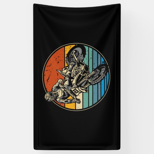 Dirt Bike Motocross-motorfiets  Retro Spandoek (Verticaal)