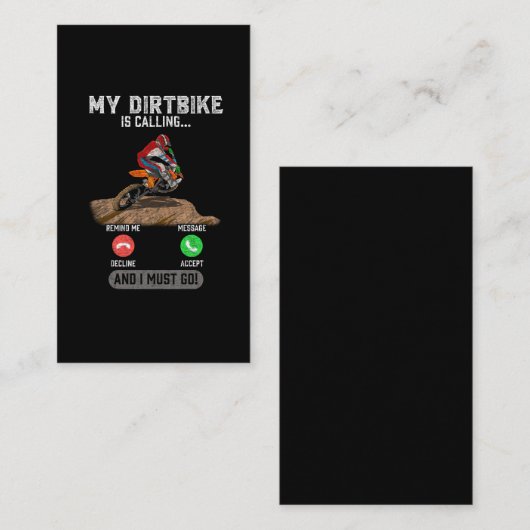 Dirt Bike Motocross Racing Motorbike is verslaafd Visitekaartje (Voorkant / Achterkant)