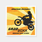 Dirt Bike Motocross Retro Sunburst Afstuderen Servet (Voorkant)