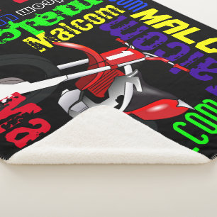 Dirt Bike Motor Naam Typografie Aangepaste Kleur Sherpa Deken