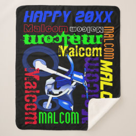 Dirt Bike Motor Naam Typografie Aangepaste Kleur Sherpa Deken