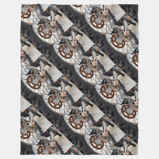 Dirt Bike Motorbike Cog, Lge Fleece Blanket (Voorkant)