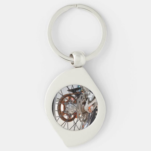 Dirt Bike Motorbike Wheel Cogs, Metal Keyring Sleutelhanger (Voorkant)