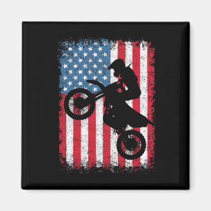 Dirt Bike Motorcross Biker Amerikaanse Vlag 4th of Magneet