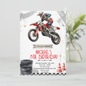 Dirt Bike motorcross birthday invite Kaart (Staand voorkant)