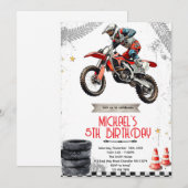 Dirt Bike motorcross birthday invite Kaart (Voorkant / Achterkant)