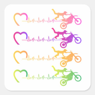 Dirt Bike Motorcross Hartslag Baby Bodysuit Vierkante Sticker