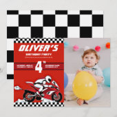 Dirt bike motorcross racing jongen foto verjaardag kaart (Voorkant / Achterkant)