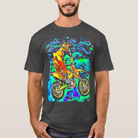Dirt Bike Motorcross Racing Pop Kunst T-shirt (Voorkant)