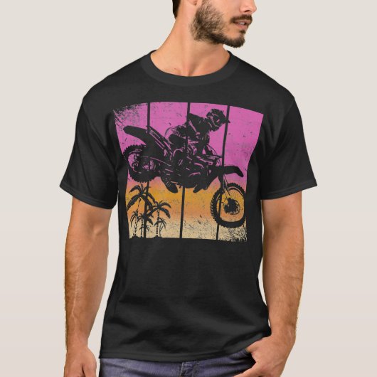 Dirt Bike Motorcross  Sunset Racing Retro T-shirt (Voorkant)