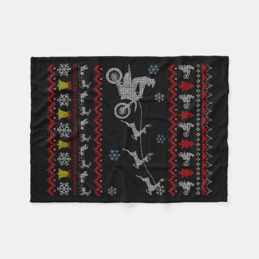 Dirt Bike Motorcycle Pajama Ugly Christmas Biker  Fleece Deken (Voorkant (Horizontaal))