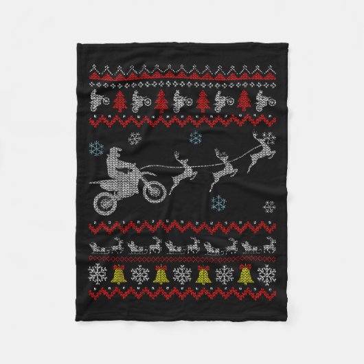 Dirt Bike Motorcycle Pajama Ugly Christmas Biker Fleece Deken (Voorkant)