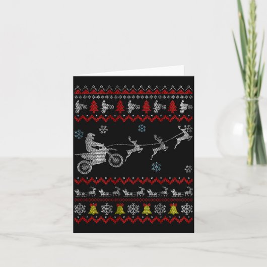 Dirt Bike Motorcycle Pajama Ugly Christmas Biker  Kaart (Voorkant)
