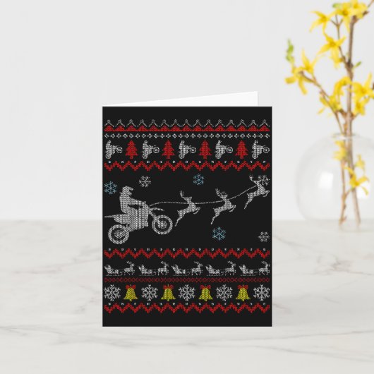 Dirt Bike Motorcycle Pajama Ugly Christmas Biker  Kaart (Gele Bloem)