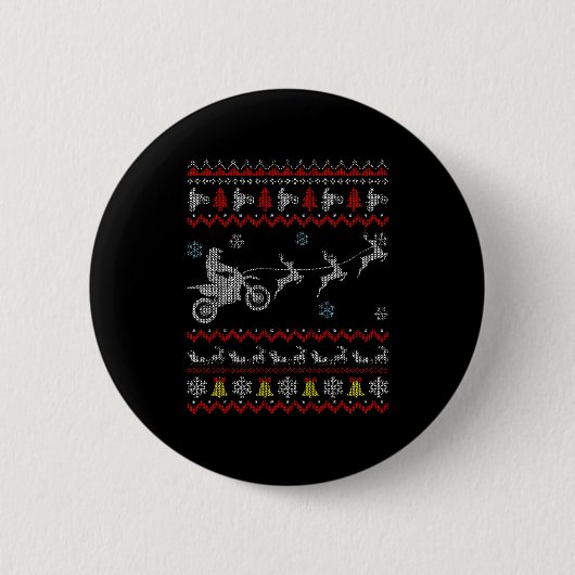 Dirt Bike Motorcycle Pajama Ugly Christmas Biker  Ronde Button 5,7 Cm (Voorkant)