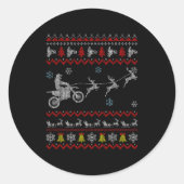 Dirt Bike Motorcycle Pajama Ugly Christmas Biker  Ronde Sticker (Voorkant)