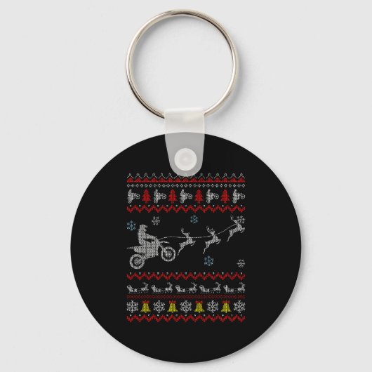 Dirt Bike Motorcycle Pajama Ugly Christmas Biker Sleutelhanger (Voorkant)