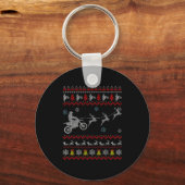 Dirt Bike Motorcycle Pajama Ugly Christmas Biker Sleutelhanger (Voorkant)