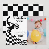 Dirt bike motorfiets racing jongen foto verjaardag bedankkaart (Voorkant / Achterkant)