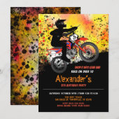 Dirt Bike/Motorfiets Verjaardag Uitnodiging (Voorkant / Achterkant)