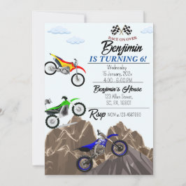 Dirt Bike/Motorfiets Verjaardagsfeestuitnodiging Kaart