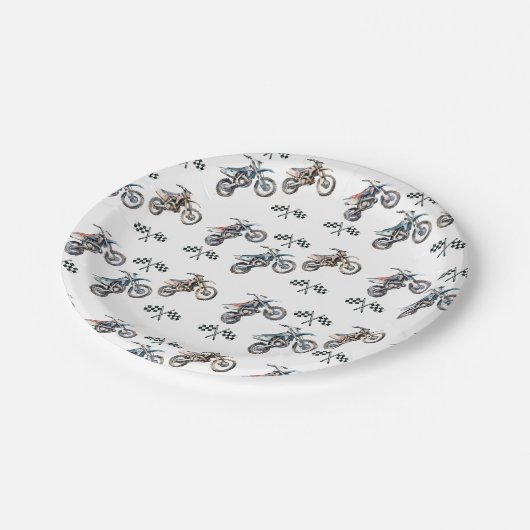 Dirt Bike Motorfiets Verjaardagspapier Bord (Gekanteld)