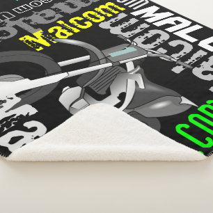 Dirt Bike Motornaam Typografie Aangepaste Kleur Sherpa Deken