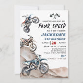 Dirt Bike Race Boy 4e verjaardag Uitnodiging (Voorkant)