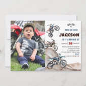 Dirt Bike Race Boy Verjaardagsfeest Fotouitnodigin Kaart (Voorkant)