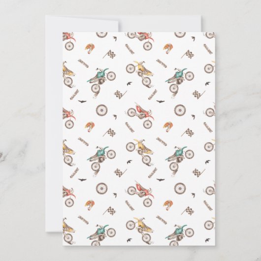 Dirt Bike Race Verjaardagsfeestuitnodiging voor jo Kaart (Achterkant)