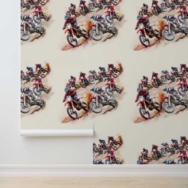Dirt Bike Racers Seamless Repeating Pattern Behang (Applicatie)