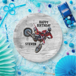 Dirt Bike Red Birthday Sport Motorcycle Cool Paper Papieren Bordje