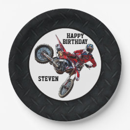 Dirt Bike Red Birthday Sport Motorcycle Cool Papieren Bordje