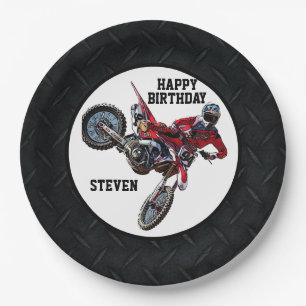 Dirt Bike Red Birthday Sport Motorcycle Cool Papieren Bordje
