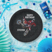Dirt Bike Red Birthday Sport Motorcycle Cool Papieren Bordje (Feest)