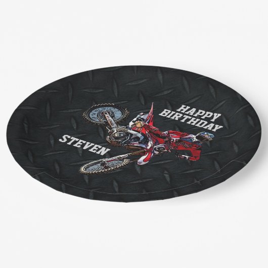 Dirt Bike Red Birthday Sport Motorcycle Cool Papieren Bordje (Gekanteld)