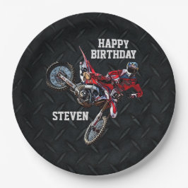 Dirt Bike Red Birthday Sport Motorcycle Cool Papieren Bordje