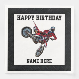 Dirt Bike Red Birthday Sports Name Racing Napkins Servet