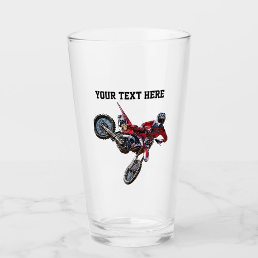 Dirt Bike Red Custom Sportnaam Racing Glas (Voorkant)
