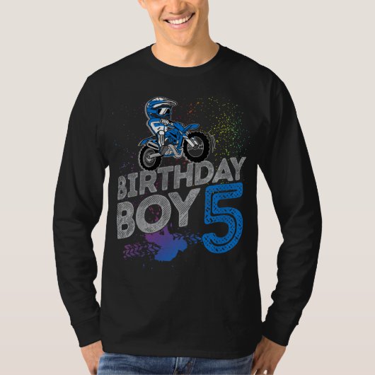 Dirt Bike Rider 5 Jaar Oud Motorcross 5e Verjaarda T-shirt (Voorkant)