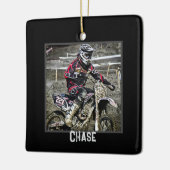 Dirt Bike Rider Boys Photo Square Ornament (Links)