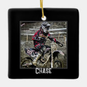Dirt Bike Rider Boys Photo Square Ornament (Voorkant)