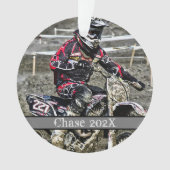 Dirt Bike Rider Foto Keepsake Kerstmis Ornament (voorkant)