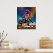 Dirt Bike Rider in Crystal Rain Storm Poster (Keuken)